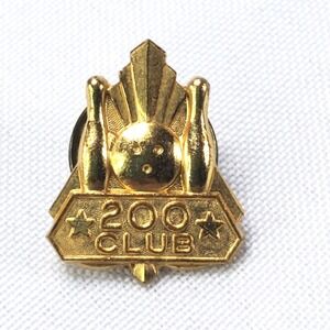 Vintage Gold-Tone Bowling‎ Pin 200 Club Lapel Pin With Clutch Back